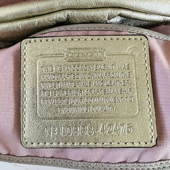 COACH Parker Straw Top Gold Leather Trim Top Handle Small Shoulder Bag - Picture 11 of 13